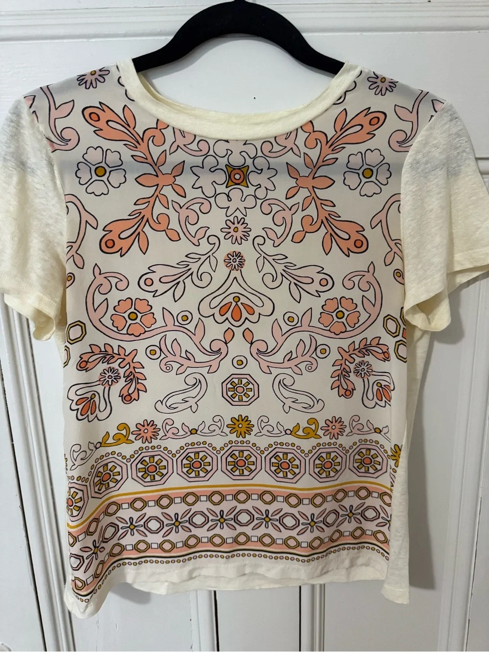 Tory Burch Silk Linen Floral T-Shirt
